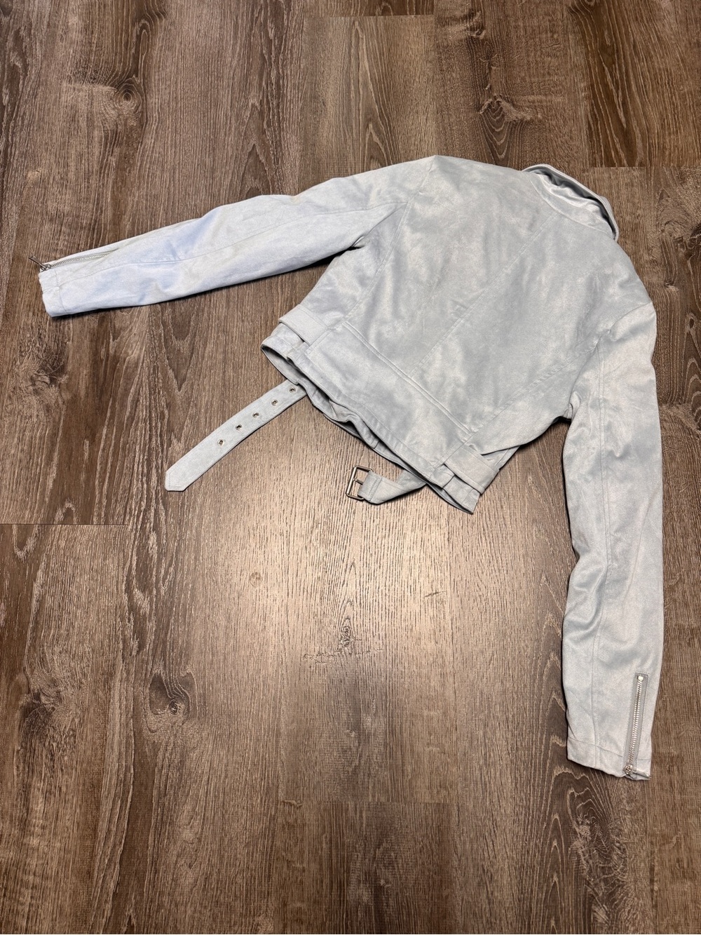 Ashley by 26 International Outerwear Cropped Moto Jacket Blue-Gray. Sz M. NWT! - Picture 4 of 12